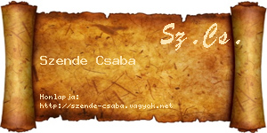 Szende Csaba névjegykártya